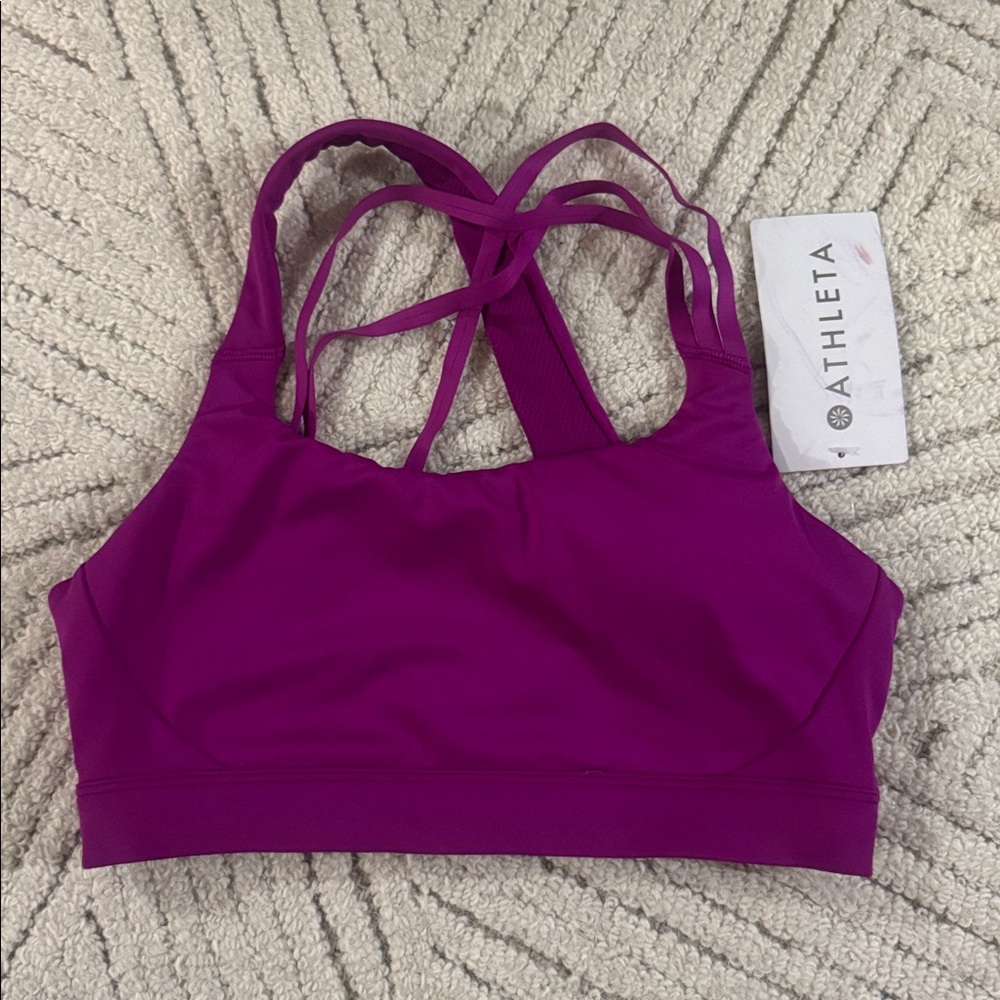 NWT Athleta Run Free Sports Bra Rose Verbena Size S - Picture 3 of 4